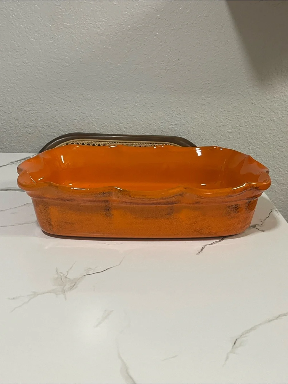 De Silva Italian Bright Orange Glazed Ceramic Serving Dish